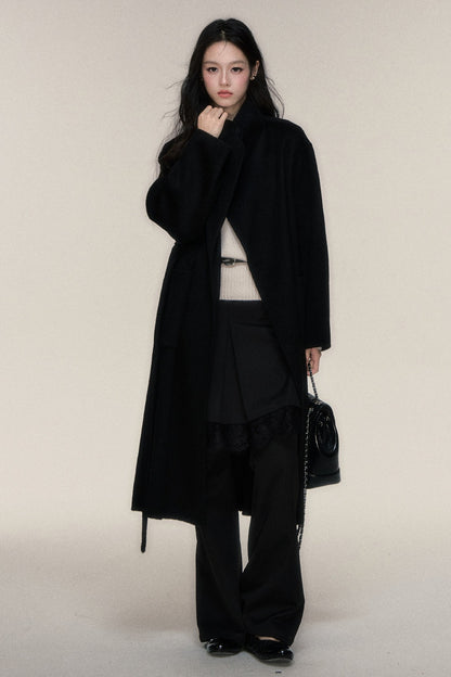 Single Button Double-Sided Wool Coat