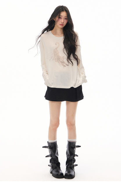 Lazy Leopard Print Lyocell Top and Black Pants Set-Up