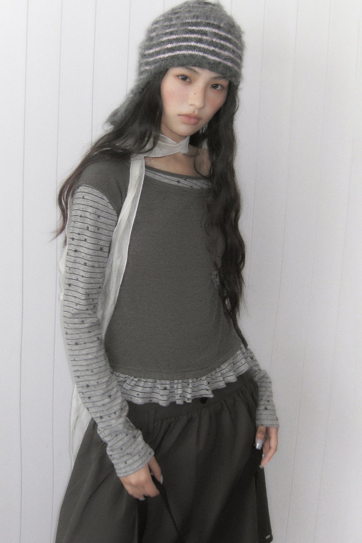 Star Stripe Layered-Look Top and Skirt Set-Up