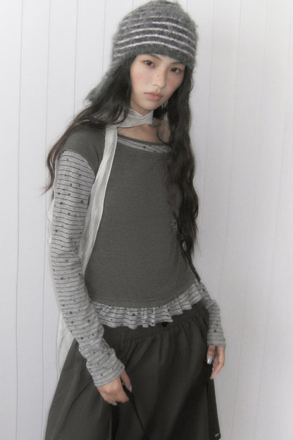 Star Stripe Layered-Look Top and Skirt Set-Up