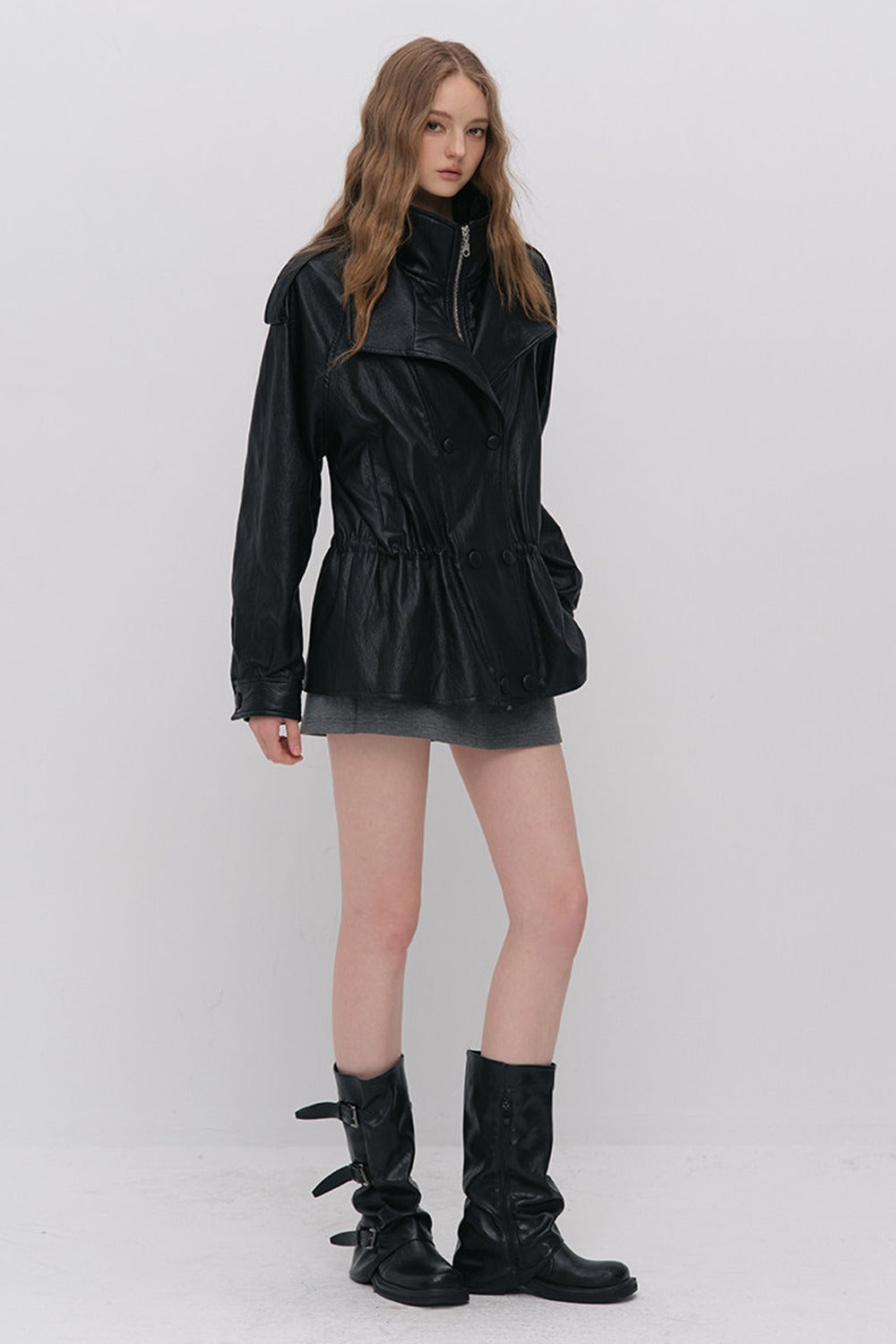 Detachable Down PU Leather Jacket