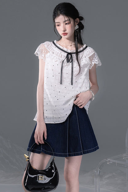 Pearl Polka Dot Chiffon Dress Set-Up