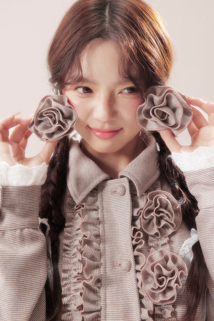 3D Rose Patchwork Ruffle Jacket