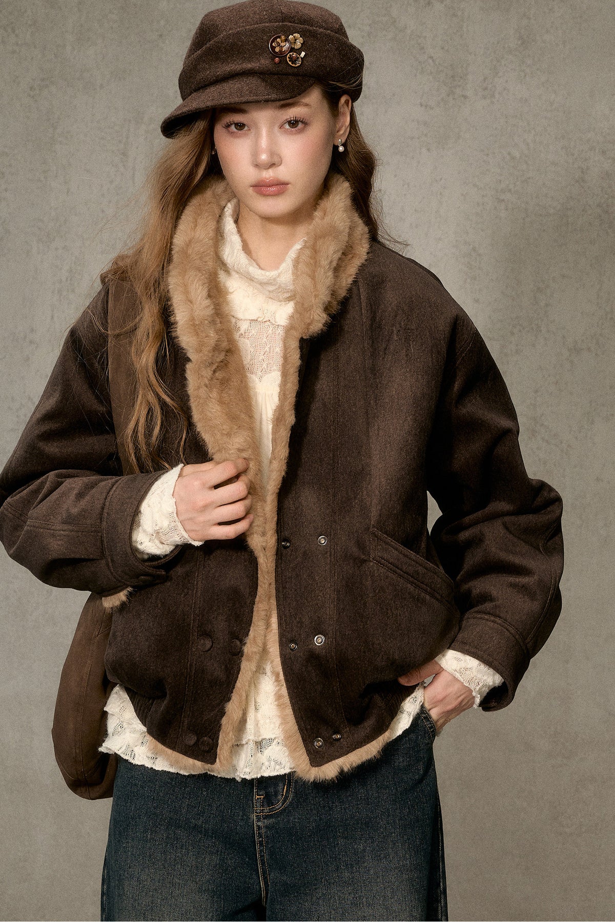 Reversible Faux Suede Plush Jacket