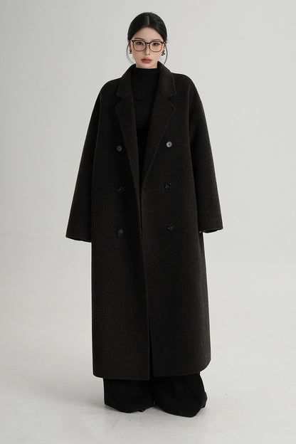 Cappotto ampio lungo in lana double face