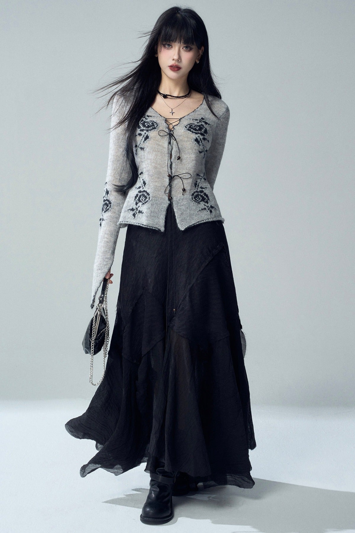 Black Asymmetrical Maxi Skirt