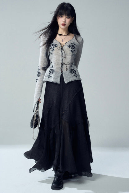 Black Asymmetrical Maxi Skirt