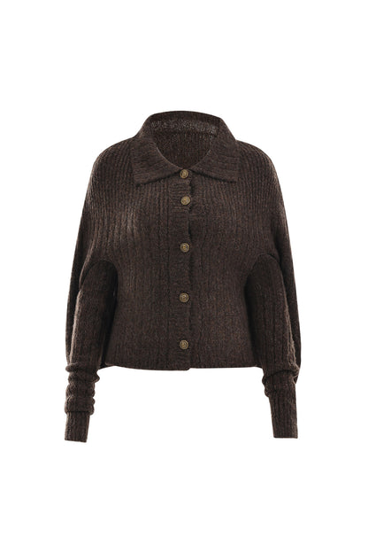 Chunky Ribbed Fur Collar Top and Skirt Set-Up