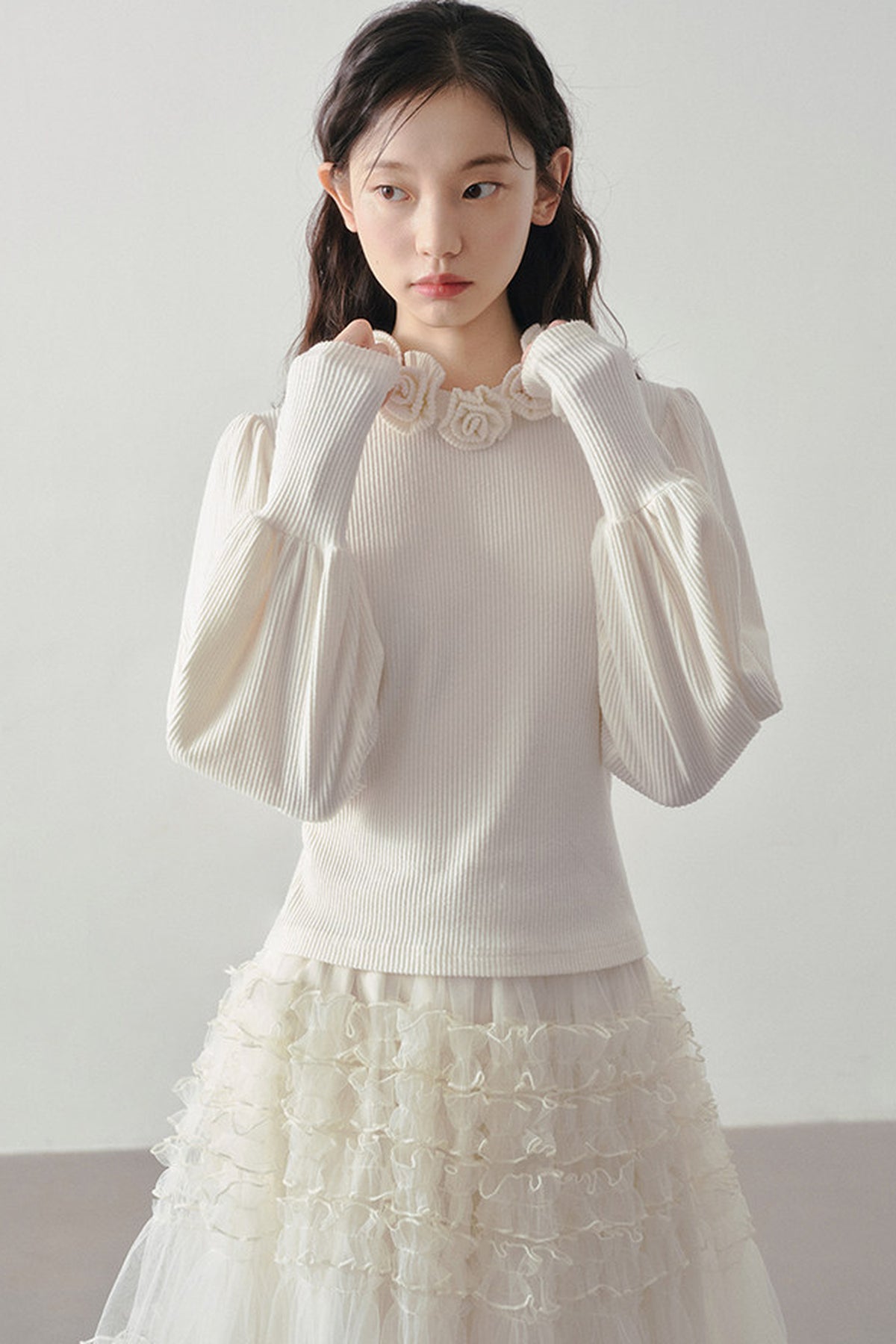 3D Floral Long Sleeve Knit Top