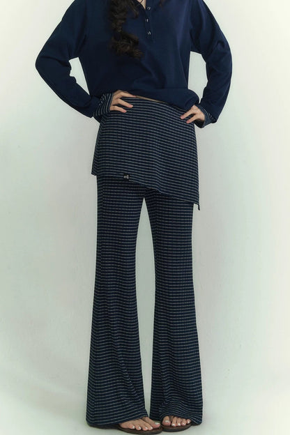 Striped Knit Micro-Flare Pants Set-Up