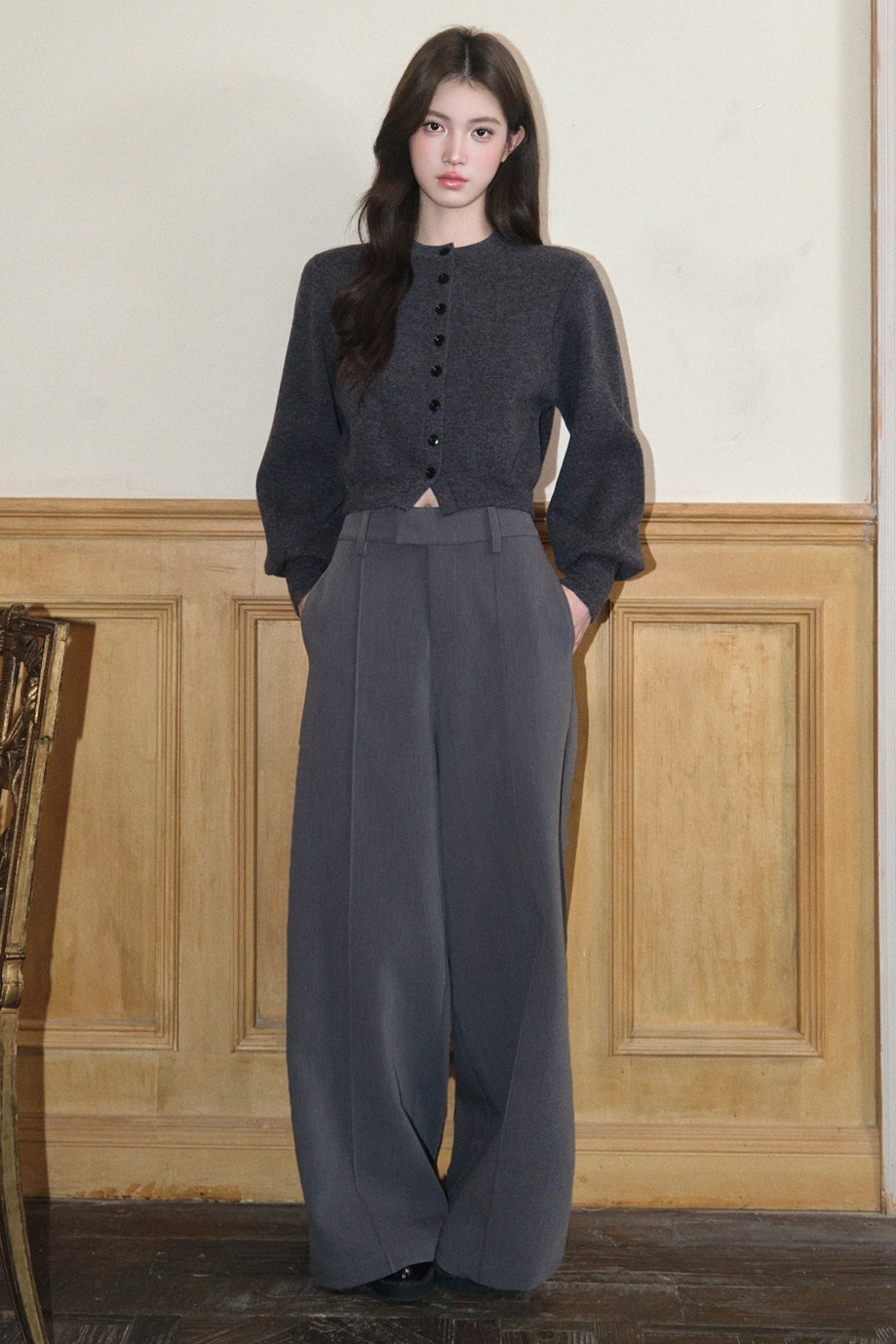 Pure Wool Round Neck Cardigan