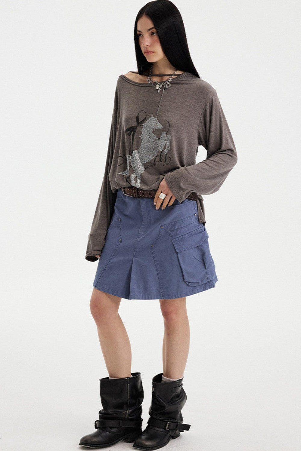 Top con strass effetto distressed con spalle scoperte