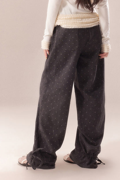 All-Over Clover Floral Wide-Leg Pants