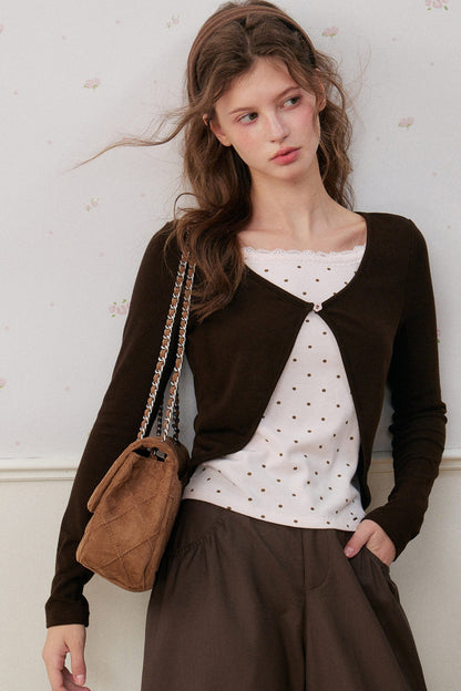 Rose Polka Dot Layered-Look Knit Top