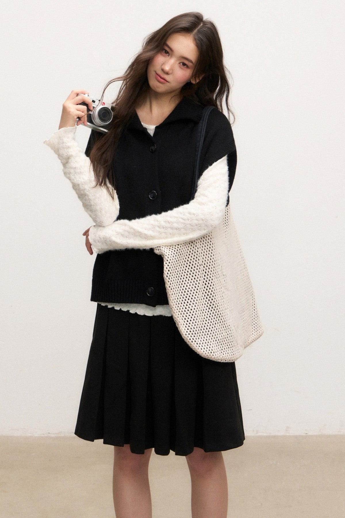 Textured Long Sleeve Knit Sweater With Pants and Skirt Set-Up
