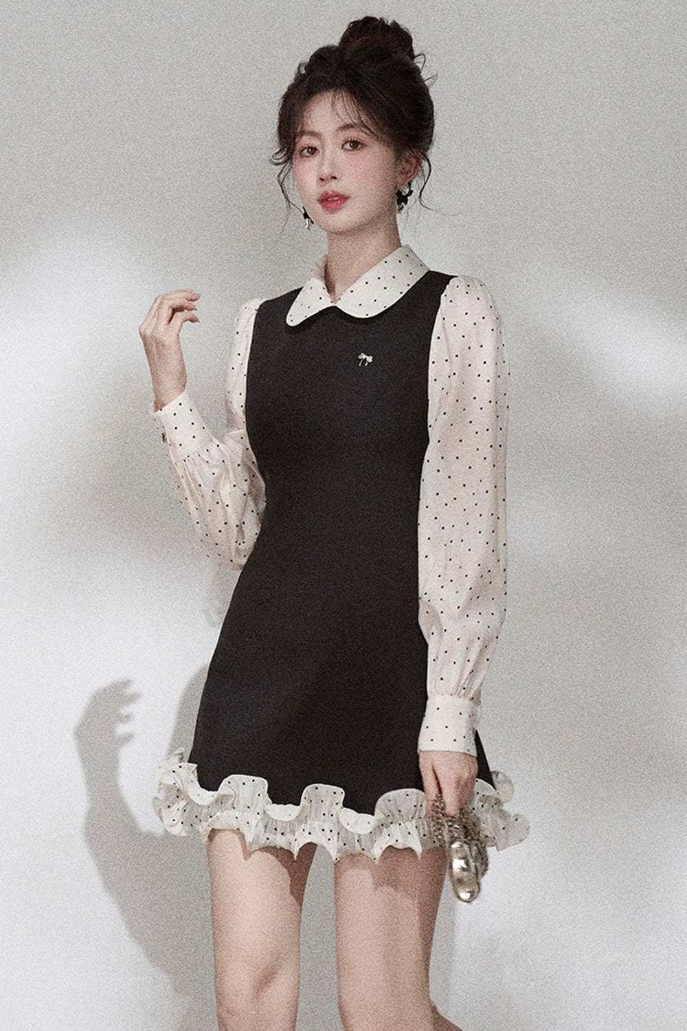 Doll Collar Layered-Look Dress