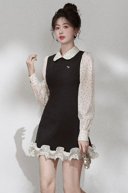 Doll Collar Layered-Look Dress
