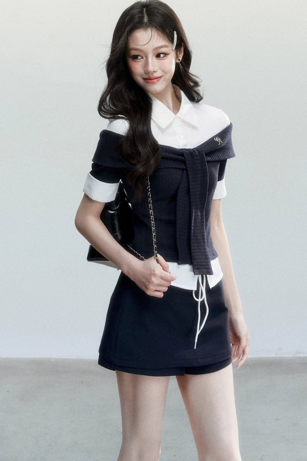 Korean Tie-Waist Blouse Set-Up