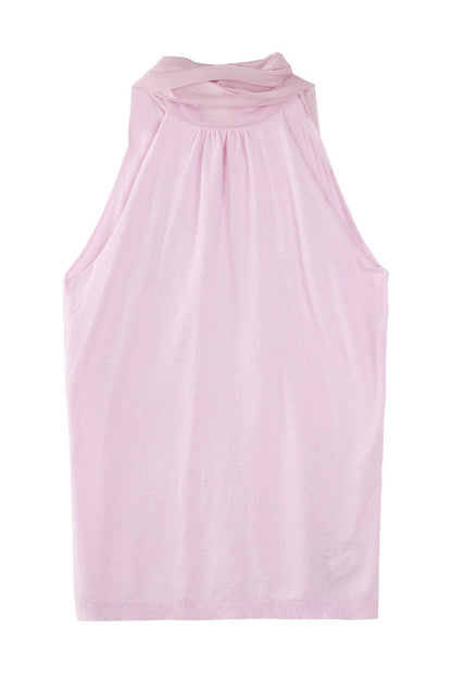 Cotton Silk Ribbon Sleeveless Halter Top