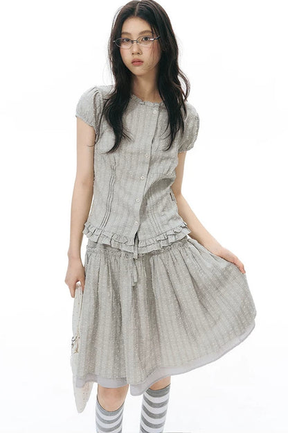 Double-Layered Puff A-Line Skirt