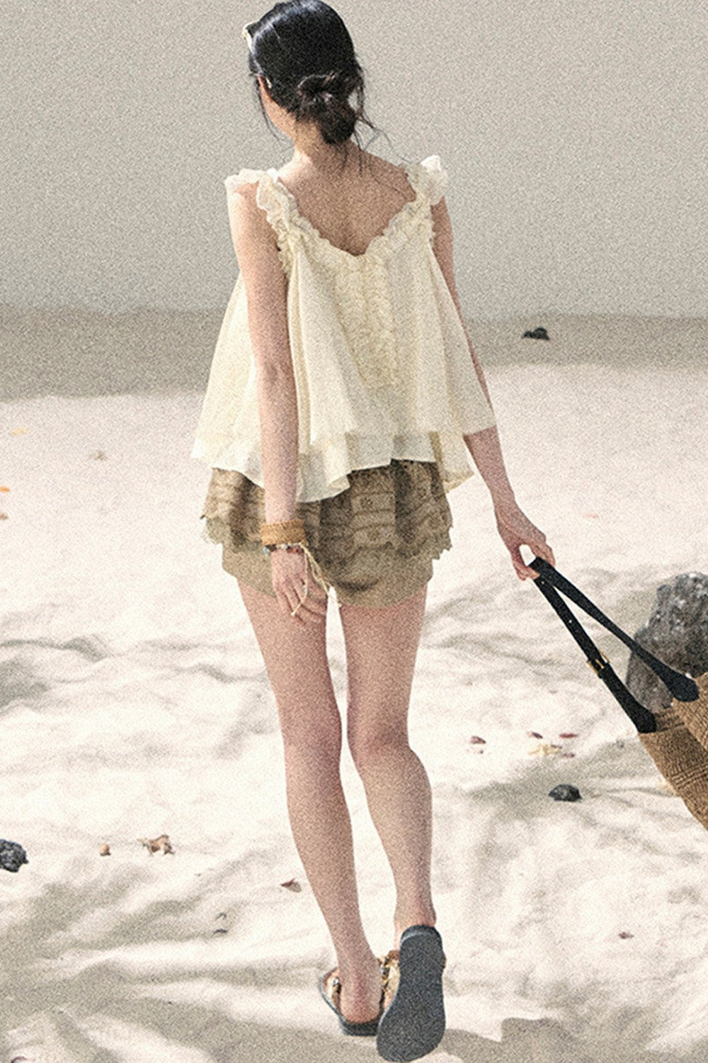 French Ruffled V-Neck Blouse