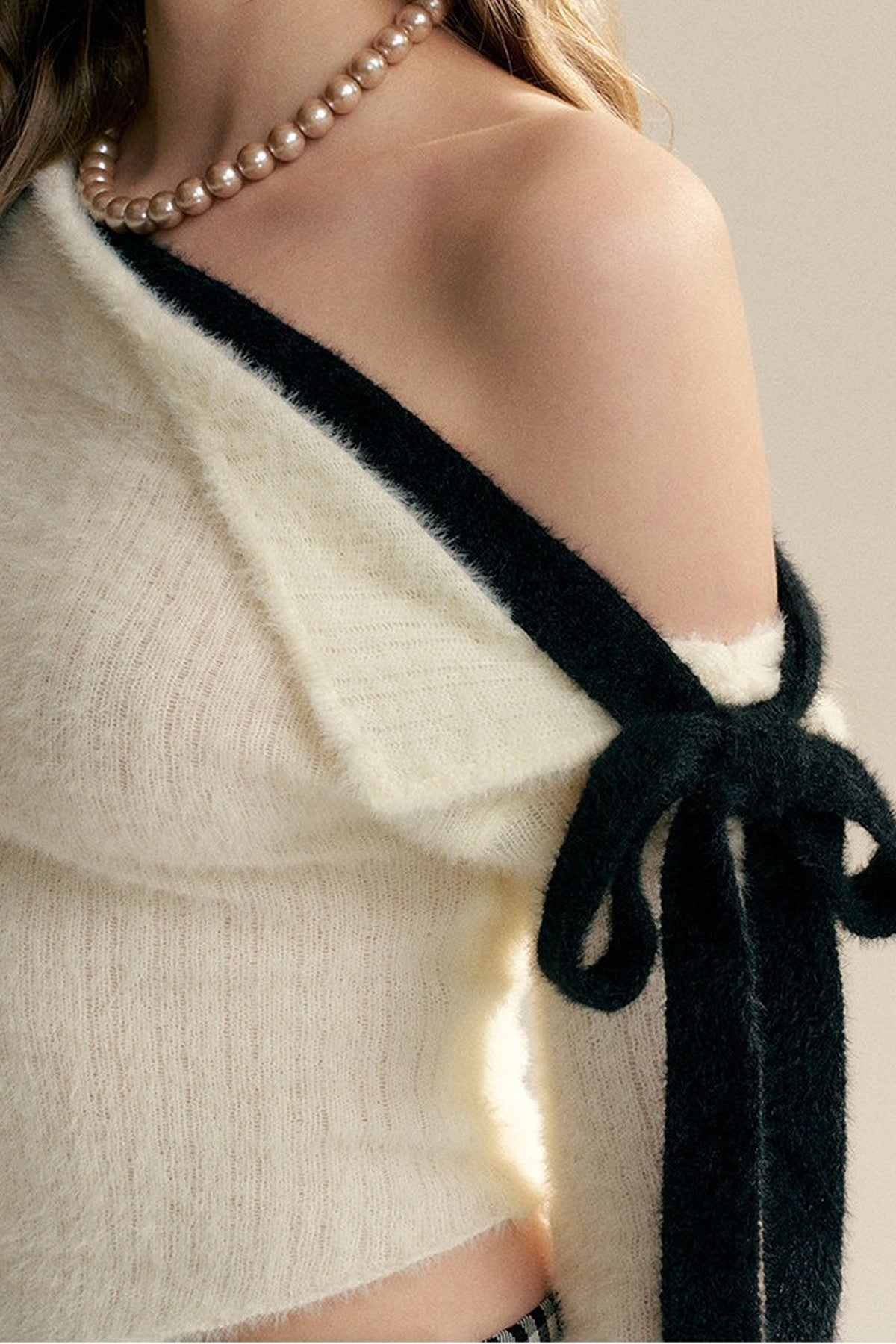 Asymmetrical Bow Tie Knit Top