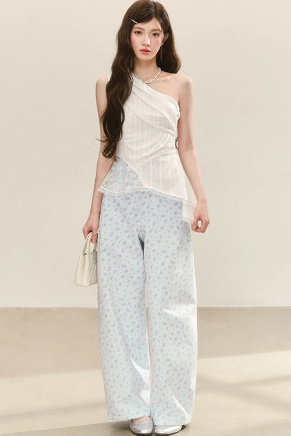White French Asymmetrical Twist Top
