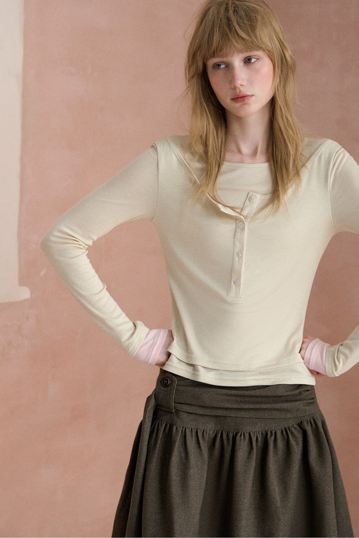 Layered-Look Long-Sleeved T-Shirt