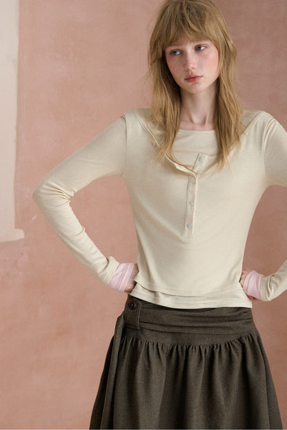 Layered-Look Long-Sleeved T-Shirt