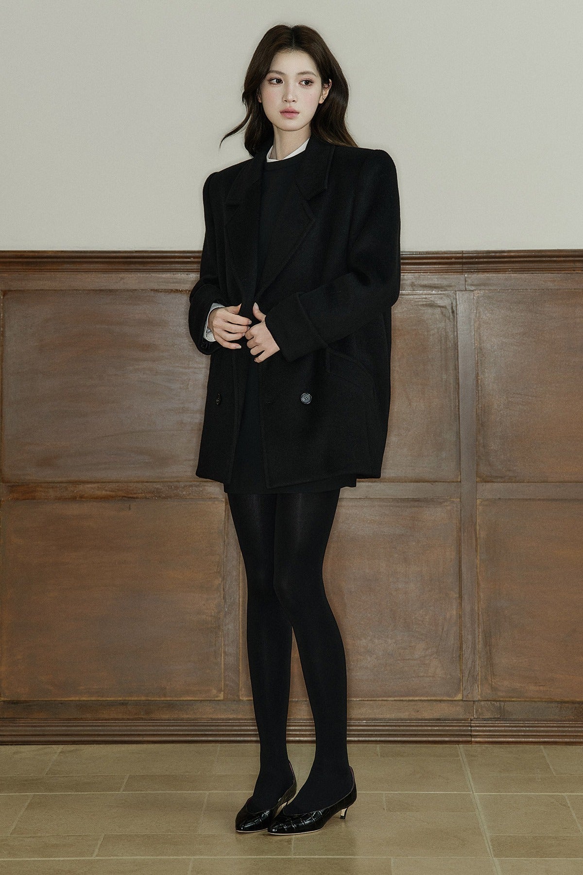 Pure Wool Notched Lapel Coat
