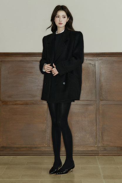 Pure Wool Notched Lapel Coat
