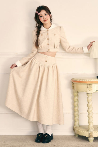 Tweed Jacket and Long Skirt Two-Piece Set
