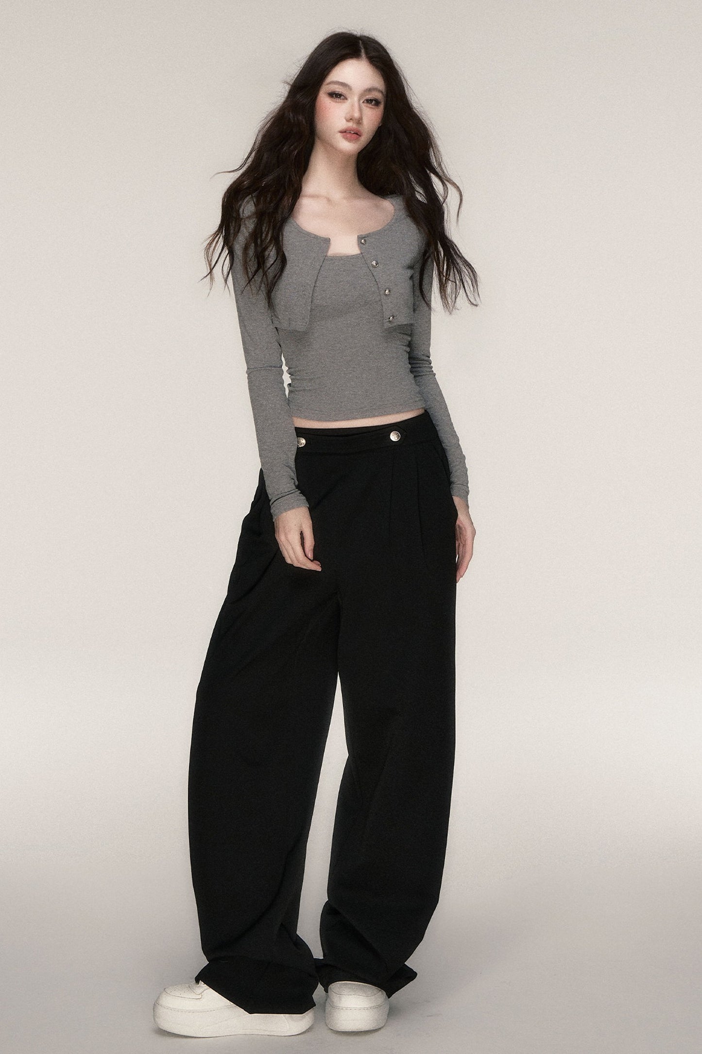 Long-Sleeved Top and Camisole Set