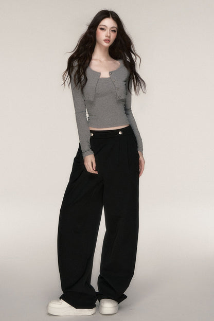 Long-Sleeved Top and Camisole Set