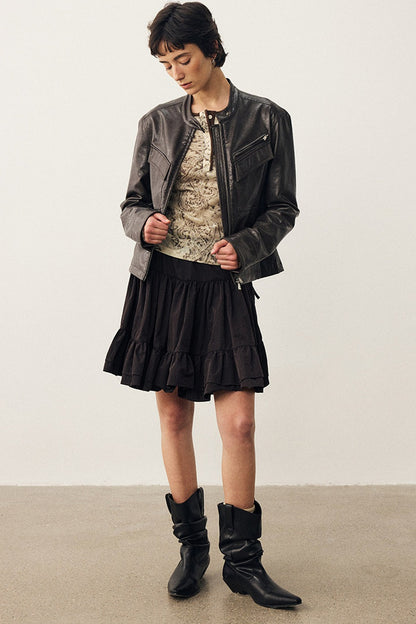Blackcurrant Slim Leather Jacket