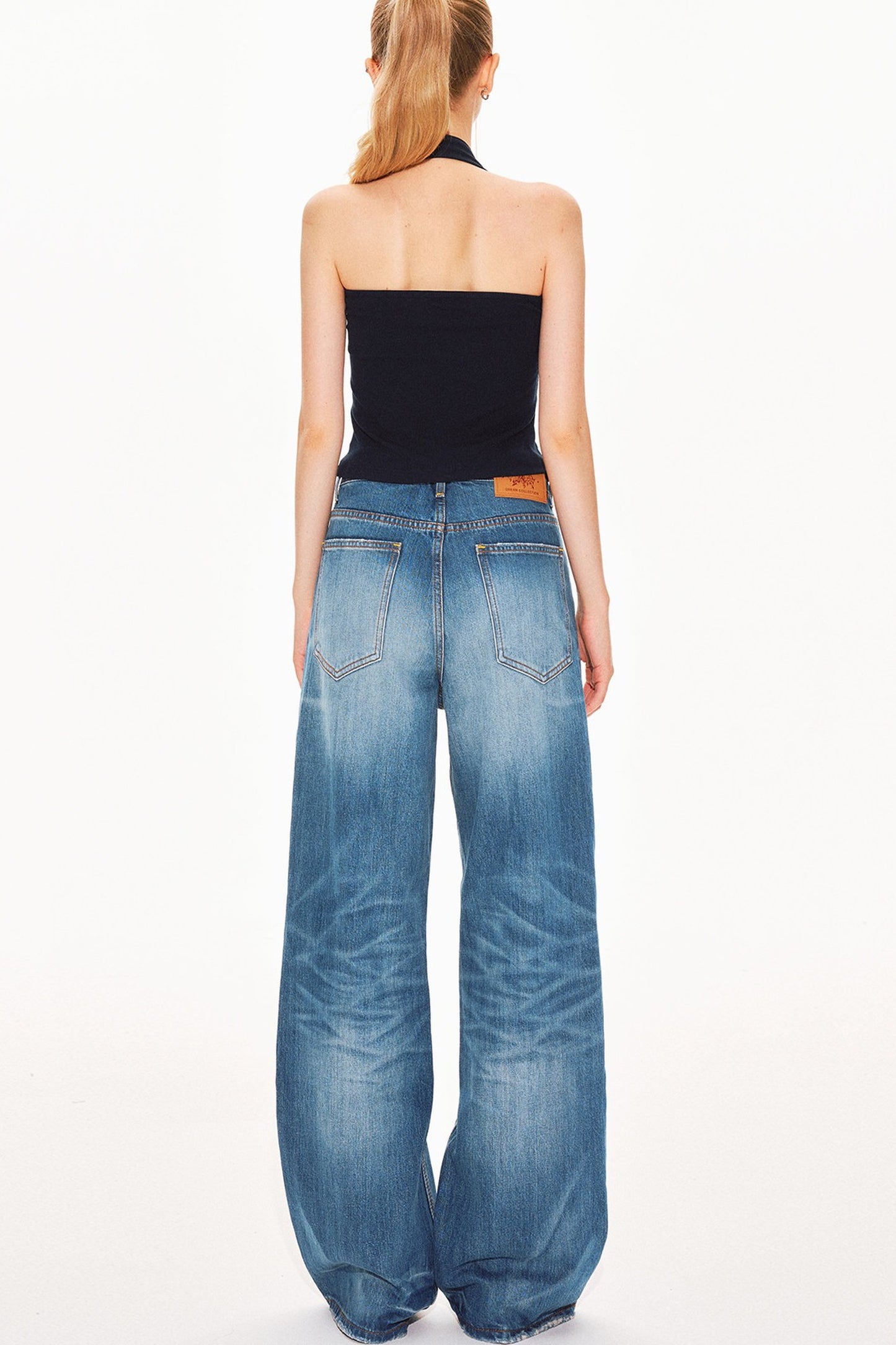 Classic Blue Straight-Leg Denim Pants