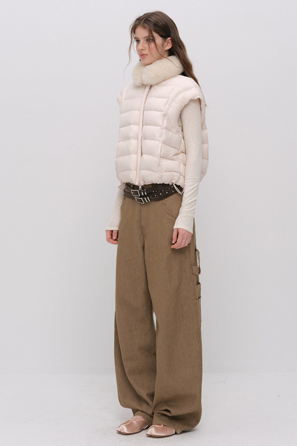 Convertible Detachable Knit Sleeve Down Vest