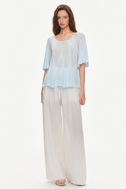 Lyocell Linen Blend Wide-Leg Pants