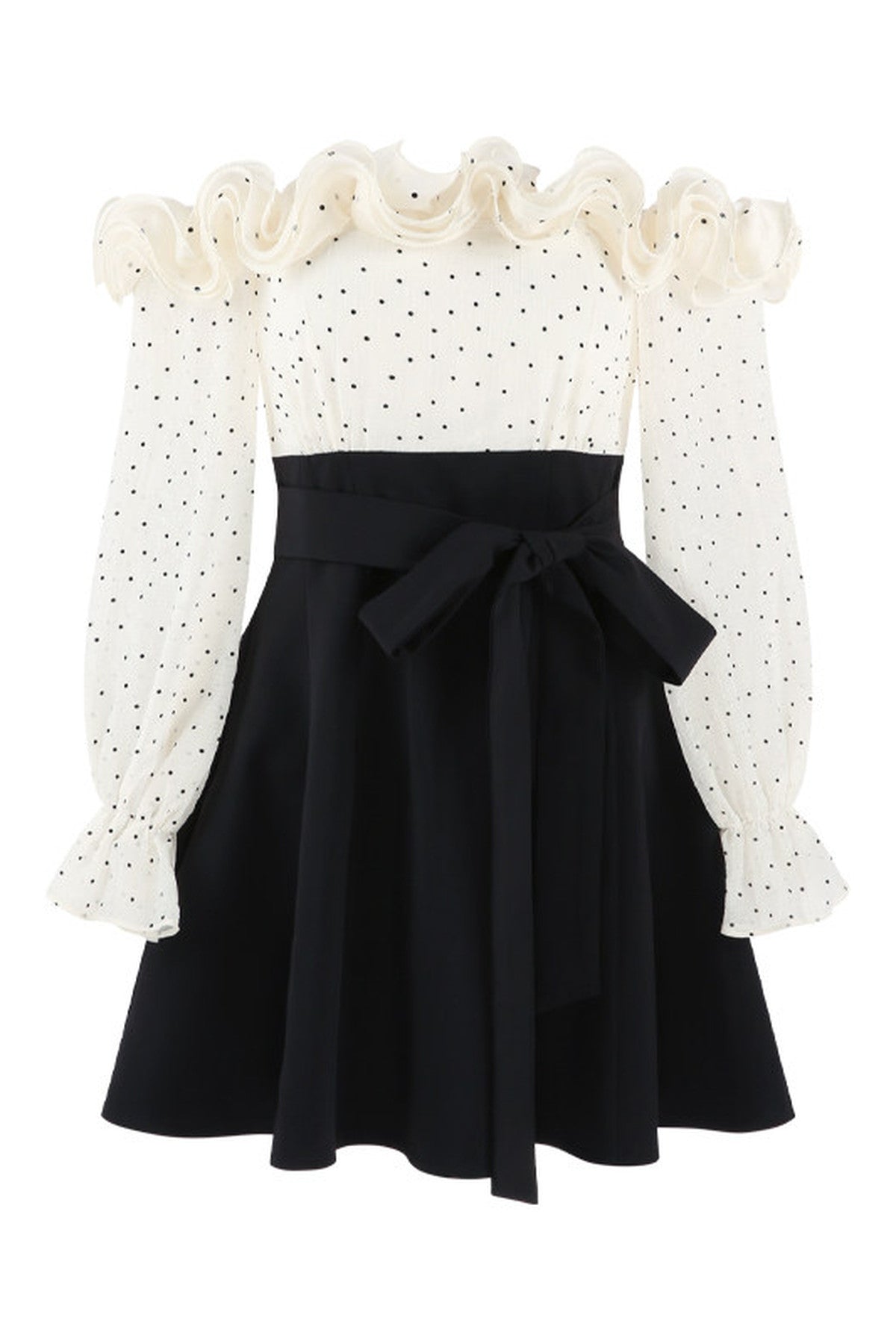 Ruffle Off-Shoulder Long Sleeve Dress