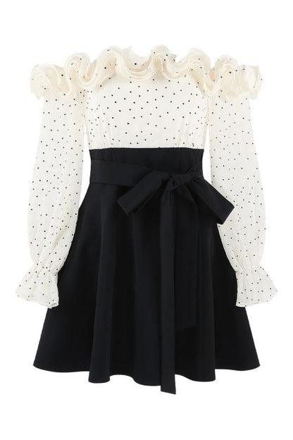 Ruffle Off-Shoulder Long Sleeve Dress