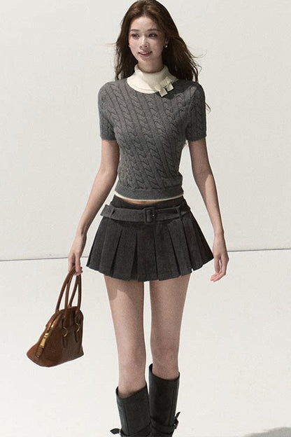 Lyocell High-Waisted Pleated Skirt