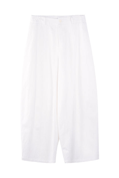 Pantaloni dritti dalla linea curva in lyocell bianco