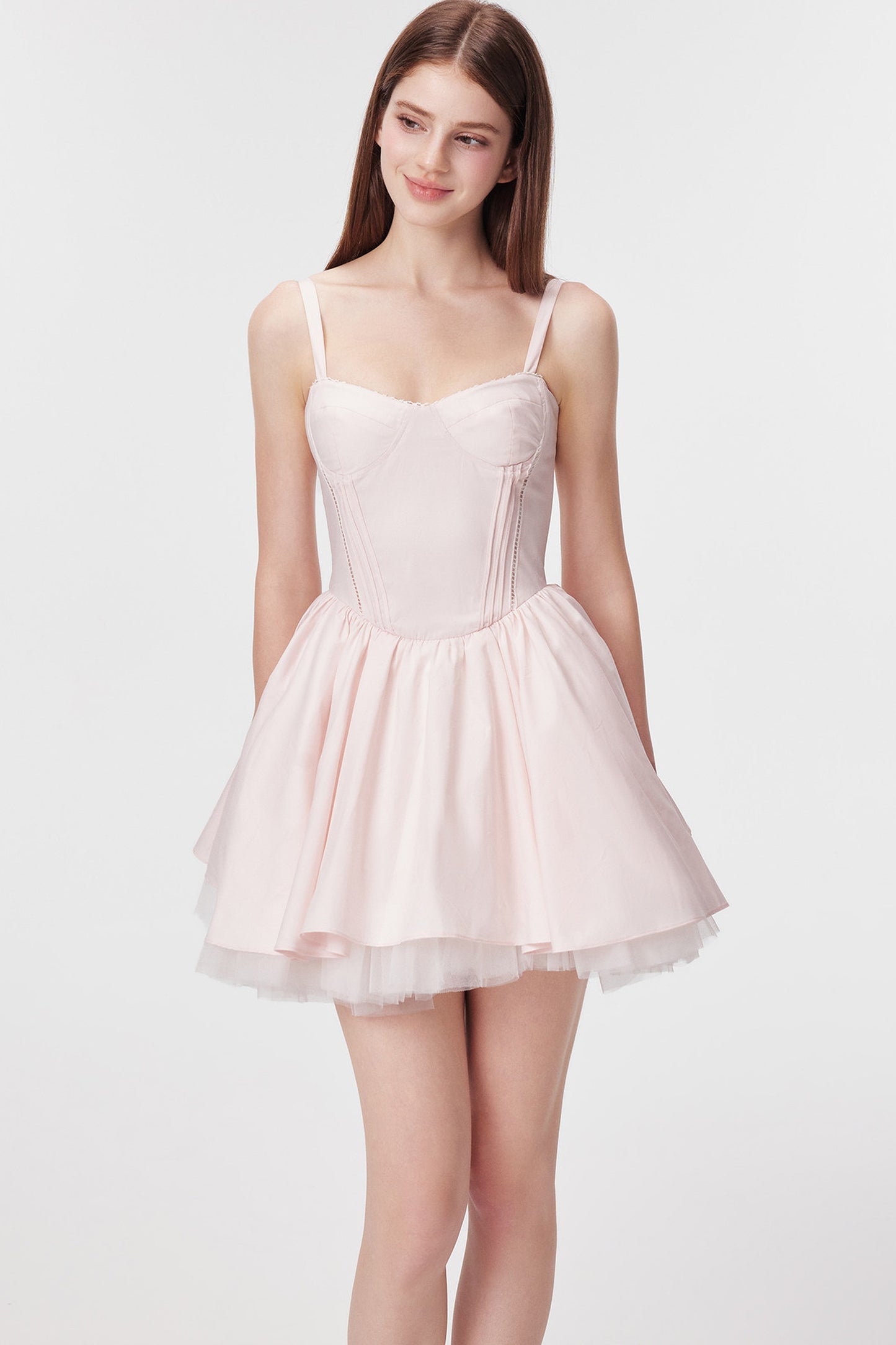 Vertical Cut Stand-Up Collar Slip Dress