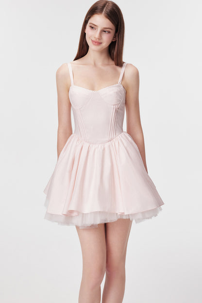 Vertical Cut Stand-Up Collar Slip Dress