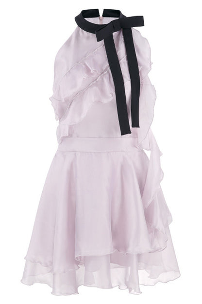 Ruffled Purple Chiffon Dress
