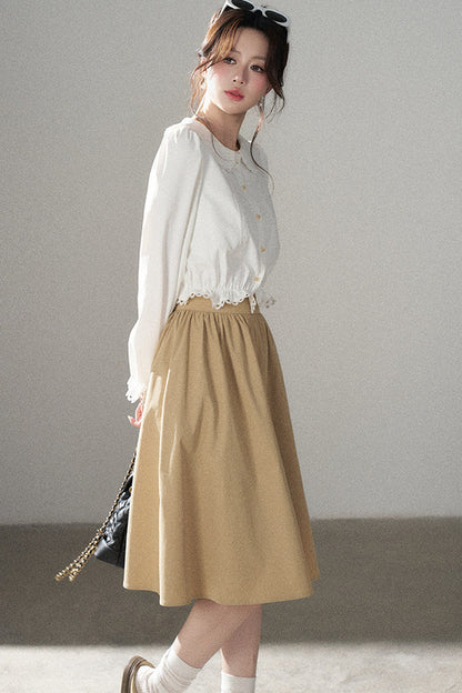 Collar Lantern Sleeve Blouse