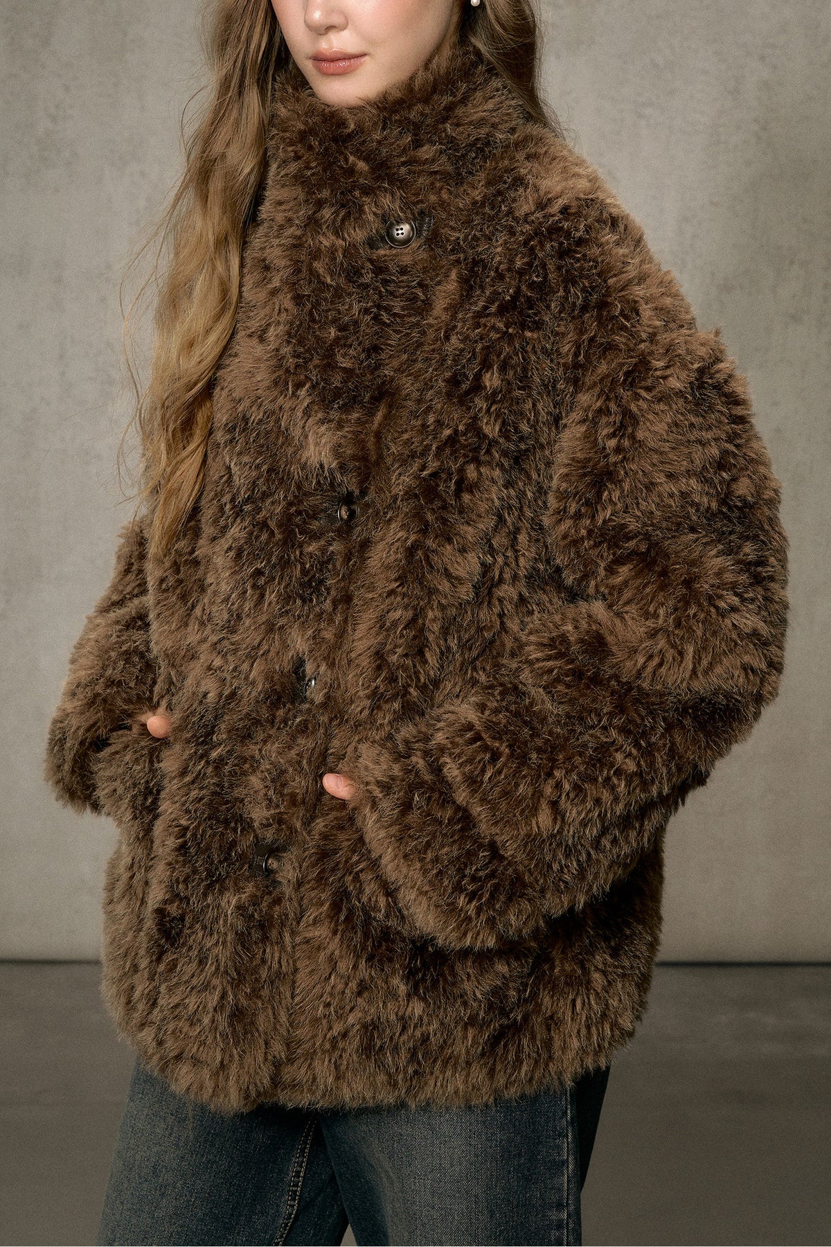 Reversible Faux Suede Fur Jacket