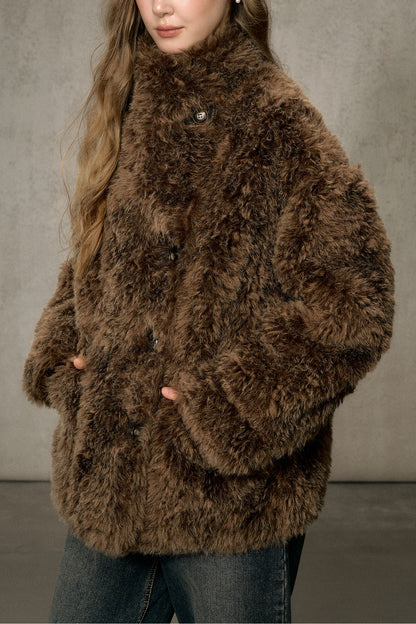 Reversible Faux Suede Fur Jacket