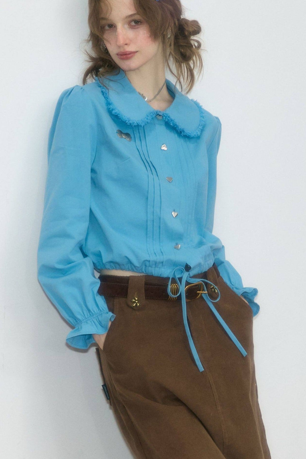 Tassel Doll Collar Short Shirt