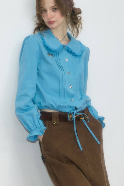 Tassel Doll Collar Short Shirt